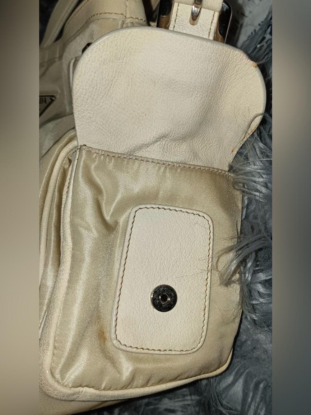 Prada Cream Nylon and Leather Shoulder Bag - Picture 6 of 16